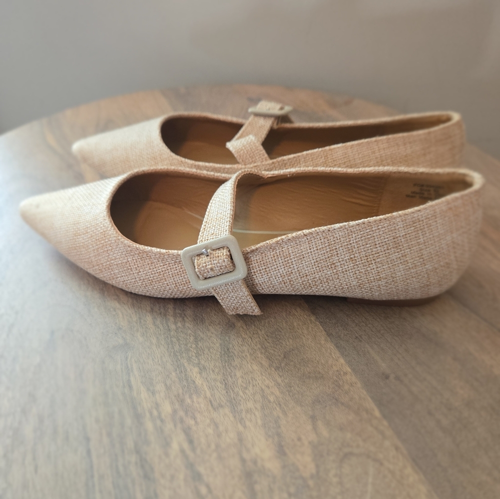 Journee Collection Beige Tweed Mary Jane Flats - Picture 14 of 14